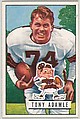 Card Number 110, Tony Adamle, Fullback, Cleveland Browns, from the Bowman Football series (R407-3) issued by Bowman Gum, Issued by Bowman Gum Company, Commercial color lithograph