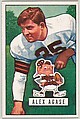 Card Number 111, Alex Agase, Guard, Cleveland Browns, from the Bowman Football series (R407-3) issued by Bowman Gum, Issued by Bowman Gum Company, Commercial color lithograph