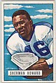 Card Number 116, Sherman Howard, Halfback, New York Yanks, from the Bowman Football series (R407-3) issued by Bowman Gum, Issued by Bowman Gum Company, Commercial color lithograph