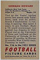 Card Number 116, Sherman Howard, Halfback, New York Yanks, from the Bowman Football series (R407-3) issued by Bowman Gum, Issued by Bowman Gum Company, Commercial color lithograph