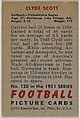Card Number 120, Clyde Scott, Halfback, Philadelphia Eagles, from the Bowman Football series (R407-3) issued by Bowman Gum, Issued by Bowman Gum Company, Commercial color lithograph
