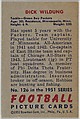 Card Number 126, Dick Wildung, Tackle, Green Bay Packers, from the Bowman Football series (R407-3) issued by Bowman Gum, Issued by Bowman Gum Company, Commercial color lithograph