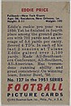 Card Number 127, Eddie Price, Fullback, New York Giants, from the Bowman Football series (R407-3) issued by Bowman Gum, Issued by Bowman Gum Company, Commercial color lithograph