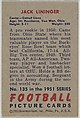 Card Number 135, Jack Lininger, Center, Detroit Lions, from the Bowman Football series (R407-3) issued by Bowman Gum, Issued by Bowman Gum Company, Commercial color lithograph