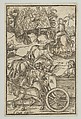 The Virtuous Man on a Chariot on his Way to Heaven, from Hymmelwagen auff dem, wer wol lebt..., Hans Schäufelein German, Woodcut