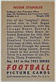 Card Number 141, Norm Standlee, Fullback, San Francisco 49ers, from the Bowman Football series (R407-3) issued by Bowman Gum, Issued by Bowman Gum Company, Commercial color lithograph