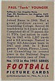 Card Number 112, Paul "Tank" Younger, Fullback, Los Angeles Rams, from the Bowman Football series (R407-3) issued by Bowman Gum, Issued by Bowman Gum Company, Commercial color lithograph