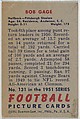 Card Number 131, Bob Gage, Halfback, Pittsburgh Steelers, from the Bowman Football series (R407-3) issued by Bowman Gum, Issued by Bowman Gum Company, Commercial color lithograph