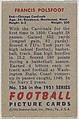 Card Number 136, Francis Polsfoot, End, Chicago Cardinals, from the Bowman Football series (R407-3) issued by Bowman Gum, Issued by Bowman Gum Company, Commercial color lithograph