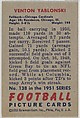 Card Number 138, Venton Yablonski, Fullback, Chicago Cardinals, from the Bowman Football series (R407-3) issued by Bowman Gum, Issued by Bowman Gum Company, Commercial color lithograph