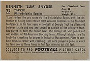 Ken Snyder, Georgia Institute of Technology, from the Bowman Football series (R407-4) issued by Bowman Gum, Issued by Bowman Gum Company, Commercial color lithograph