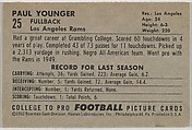 Paul "Tank" Younger, from the Bowman Football series (R407-4) issued by Bowman Gum, Issued by Bowman Gum Company, Commercial color lithograph