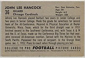 John Hancock, Baylor University, from the Bowman Football series (R407-4) issued by Bowman Gum, Issued by Bowman Gum Company, Commercial color lithograph