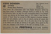 Steve Dowden, Baylor University, from the Bowman Football series (R407-4) issued by Bowman Gum, Issued by Bowman Gum Company, Commercial color lithograph