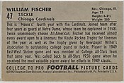 William Fischer, from the Bowman Football series (R407-4) issued by Bowman Gum, Issued by Bowman Gum Company, Commercial color lithograph