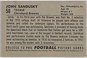 John Sandusky, from the Bowman Football series (R407-4) issued by Bowman Gum, Issued by Bowman Gum Company, Commercial color lithograph