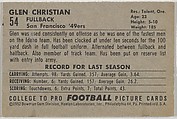 Glen Christian, University of Idaho, from the Bowman Football series (R407-4) issued by Bowman Gum, Issued by Bowman Gum Company, Commercial color lithograph