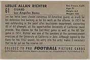 Leslie Richter, University of California, from the Bowman Football series (R407-4) issued by Bowman Gum, Issued by Bowman Gum Company, Commercial color lithograph