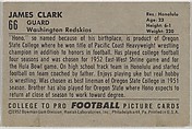 Jim Clark, Oregon State, from the Bowman Football series (R407-4) issued by Bowman Gum, Issued by Bowman Gum Company, Commercial color lithograph