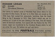 Richard Logan, Ohio State, from the Bowman Football series (R407-4) issued by Bowman Gum, Issued by Bowman Gum Company, Commercial color lithograph