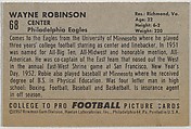 Wayne Robinson, University of Minnesota, from the Bowman Football series (R407-4) issued by Bowman Gum, Issued by Bowman Gum Company, Commercial color lithograph
