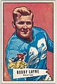 Bobby Layne, Detroit Lions, from the Bowman Football series (R407-4) issued by Bowman Gum, Issued by Bowman Gum Company, Commercial color lithograph