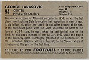 George Tarasovic, Louisiana State University, from the Bowman Football series (R407-4) issued by Bowman Gum, Issued by Bowman Gum Company, Commercial color lithograph