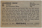 Buck Shaw, San Francisco '49ers, from the Bowman Football series (R407-4) issued by Bowman Gum, Issued by Bowman Gum Company, Commercial color lithograph