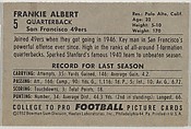 Frankie Albert, from the Bowman Football series (R407-4) issued by Bowman Gum, Issued by Bowman Gum Company, Commercial color lithograph