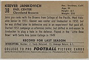 Keever Jankovich, College of the Pacific, from the Bowman Football series (R407-4) issued by Bowman Gum, Issued by Bowman Gum Company, Commercial color lithograph