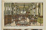 Gruss aus dem Café zum "Fenstergucker", Gustav Kalhammer  Austrian, Color lithograph