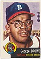 Card Number 3, George D. Crowe, First Base, Boston Braves, from the series Topps Dugout Quiz (R414-7), issued by Topps Chewing Gum Company, Issued by Topps Chewing Gum Company (American, Brooklyn), Commercial color lithograph