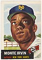 Card Number 62, Monte Irvin, Outfielder, New York Giants, from the series Topps Dugout Quiz (R414-7), issued by Topps Chewing Gum Company, Issued by Topps Chewing Gum Company (American, Brooklyn), Commercial color lithograph