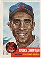 Card Number 150, Harry Simpson, Outfielder, Cleveland Indians, from the series Topps Dugout Quiz (R414-7), issued by Topps Chewing Gum Company, Issued by Topps Chewing Gum Company (American, Brooklyn), Commercial color lithograph