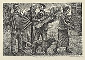 Music of the Blind, Albert Abramovitz (American, 1879–1963), Wood engraving