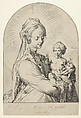 The Virgin with the Child Blessing, Jan Muller  Netherlandish, Engraving; first state of three, with additions in pen and brown ink