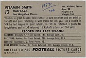 Issued by Bowman Gum Company, Vitamin Smith, Los Angeles Rams, from the  Bowman Football series (R407-4) issued by Bowman Gum