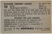 Dick Alban, Northwestern University, from the Bowman Football series (R407-4) issued by Bowman Gum, Issued by Bowman Gum Company, Commercial color lithograph
