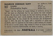 Maurice Nipp, Loyola University, from the Bowman Football series (R407-4) issued by Bowman Gum, Issued by Bowman Gum Company, Commercial color lithograph