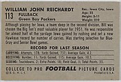 William John Reichardt, State University of Iowa, from the Bowman Football series (R407-4) issued by Bowman Gum, Issued by Bowman Gum Company, Commercial color lithograph
