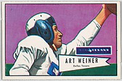 Art Weiner, Dallas Texans, from the Bowman Football series (R407-4) issued by Bowman Gum, Issued by Bowman Gum Company, Commercial color lithograph