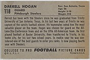 Darrell Hogan, Pittsburgh Steelers, from the Bowman Football series (R407-4) issued by Bowman Gum, Issued by Bowman Gum Company, Commercial color lithograph