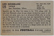 Leo Nomellini, San Francisco '49ers, from the Bowman Football series (R407-4) issued by Bowman Gum, Issued by Bowman Gum Company, Commercial color lithograph