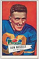 Dom Moselle, Green Bay Packers, from the Bowman Football series (R407-4) issued by Bowman Gum, Issued by Bowman Gum Company, Commercial color lithograph