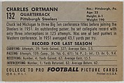 Chuck Ortmann, Pittsburgh Steelers, from the Bowman Football series (R407-4) issued by Bowman Gum, Issued by Bowman Gum Company, Commercial color lithograph