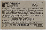 Robert Williams, Chicago Bears, from the Bowman Football series (R407-4) issued by Bowman Gum, Issued by Bowman Gum Company, Commercial color lithograph
