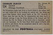 Charles Ulrich, University of Illinois, from the Bowman Football series (R407-4) issued by Bowman Gum, Issued by Bowman Gum Company, Commercial color lithograph