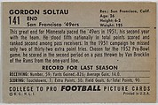 Gordon Soltau, San Francisco '49ers, from the Bowman Football series (R407-4) issued by Bowman Gum, Issued by Bowman Gum Company, Commercial color lithograph