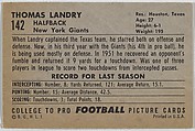 Thomas Landry, New York Giants, from the Bowman Football series (R407-4) issued by Bowman Gum, Issued by Bowman Gum Company, Commercial color lithograph
