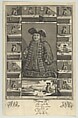 Portrait of Matthias Buchinger Surrounded by Thirteen Vignettes, Elias Baeck  German, Etching